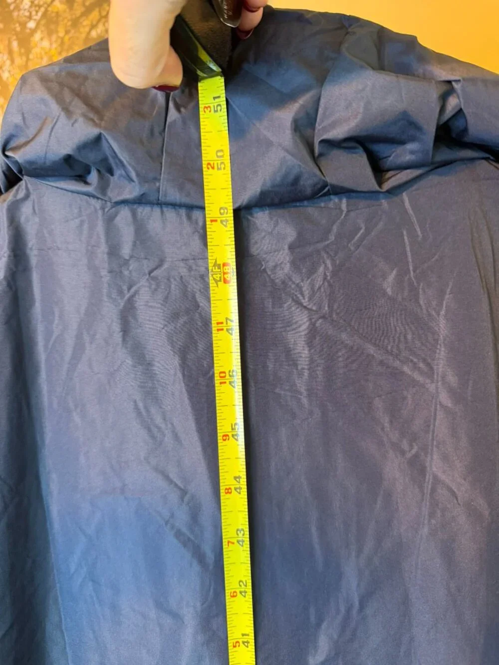 COOFANDY Men’s Long Waterproof Raincoat Jacket Hooded Navy Blue L NWT